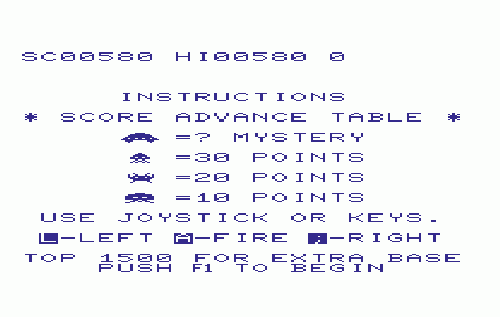 Avenger title screen for Vic-20